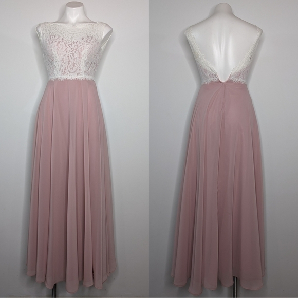 Christina Wu Dresses & Skirts - Christina Wu pink white lace two tone sleeveless bridesmaid dress 0